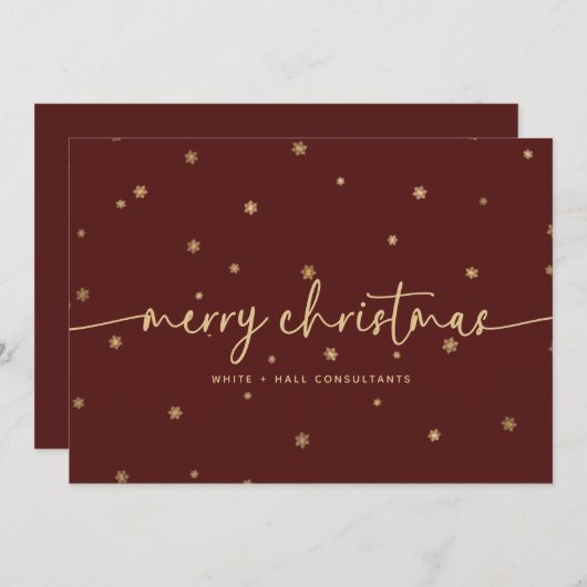 Moderne minimalistische Merry Christmas Script Bus Feestdagenkaart (Voorkant / Achterkant)