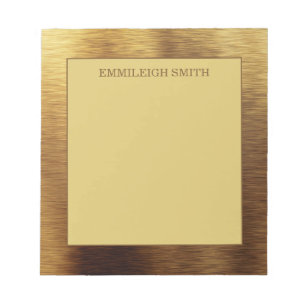 Moderne Minimalistische Metallic Goud Naam Notitieblok