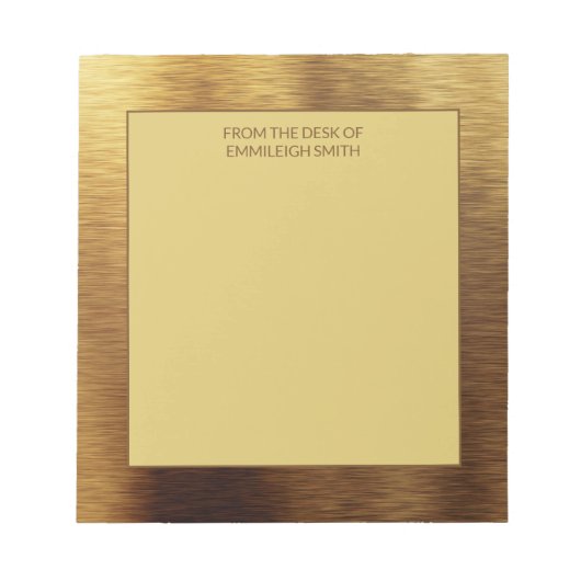 Moderne Minimalistische Metallic Goud Van Bureau v Notitieblok (Voorkant)
