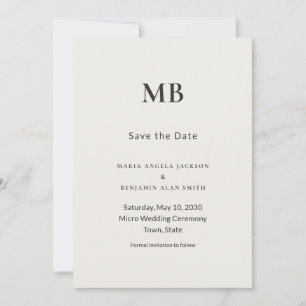 Moderne Minimalistische Micro Bruiloft Save the Da