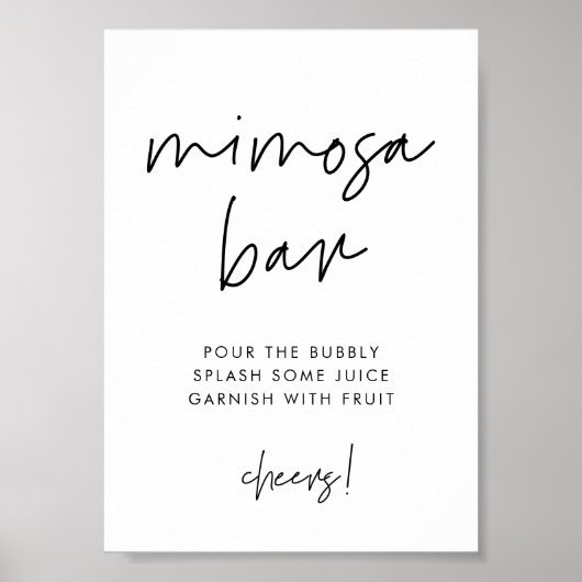 Moderne minimalistische Mimosa bar teken Poster (Voorkant)