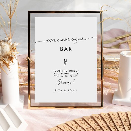 Moderne minimalistische Mimosa Bar Trouwbord Poster