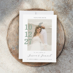Moderne Minimalistische Mint Green Script Trouwfot Save The Date