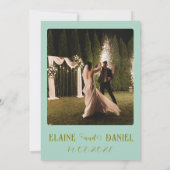 Moderne Minimalistische Mint Groene foto bruiloft Kaart (Achterkant)