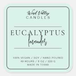 Moderne minimalistische mint groene kaars label