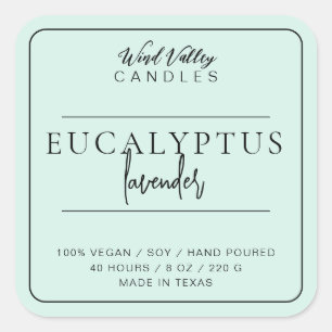 Moderne minimalistische mint groene kaars label