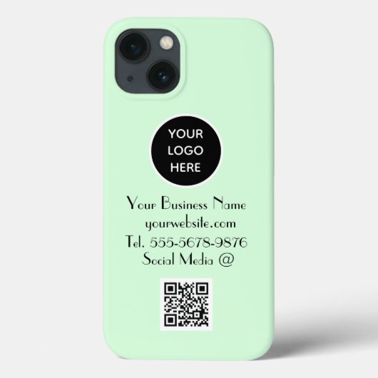 Moderne Minimalistische Mintgroene Aangepaste logo Case-Mate iPhone Case (Achterkant)