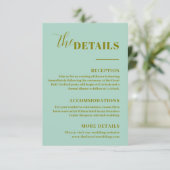 Moderne minimalistische mintgroene details informatiekaartje (Staand voorkant)