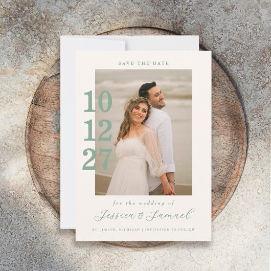 Moderne Minimalistische Mintgroene Scriptie Huweli Save The Date