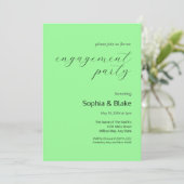Moderne minimalistische mintgroene verlovingsfeest kaart (Staand voorkant)