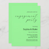 Moderne minimalistische mintgroene verlovingsfeest kaart (Voorkant / Achterkant)