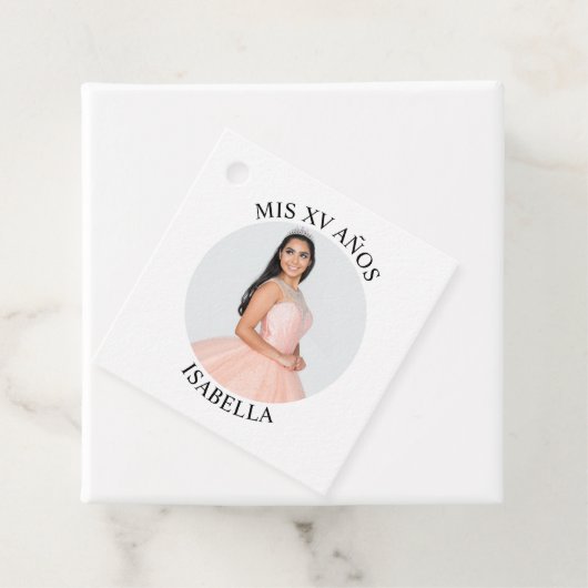 Moderne Minimalistische Mis XV Años Foto Bedankjes Labels (In situ)