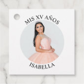 Moderne Minimalistische Mis XV Años Foto Bedankjes Labels (Voorkant)
