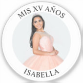 Moderne Minimalistische Mis XV Años Foto Tiny Sticker (Voorkant)