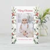 Moderne minimalistische Mistletoe Photo Holiday Ka Feestdagenkaart (Staand voorkant)