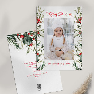 Moderne minimalistische Mistletoe Photo Holiday Ka Feestdagenkaart