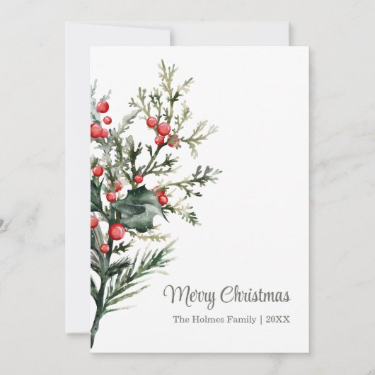 Moderne minimalistische Mistletoe vakantie Kaart (Voorkant)