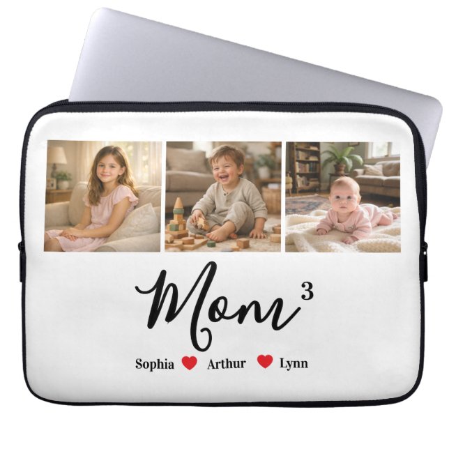 Moderne Minimalistische Moeder Aangepaste Foto & N Laptop Sleeve (Voorkant)