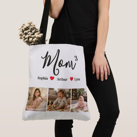 Moderne Minimalistische Moeder Aangepaste Foto & N Tote Bag (Dichtbij)