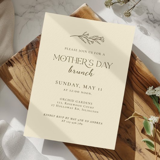 Moderne minimalistische Moederdag brunch uitnodigi Kaart