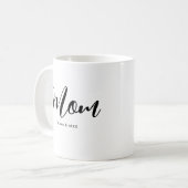 Moderne minimalistische Moederdag handgeschreven m Koffiemok (Voorkant links)