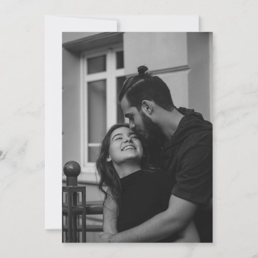 Moderne minimalistische monochrome handjes bruilof save the date (Achterkant)