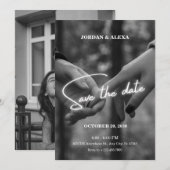 Moderne minimalistische monochrome handjes bruilof save the date (Voorkant / Achterkant)