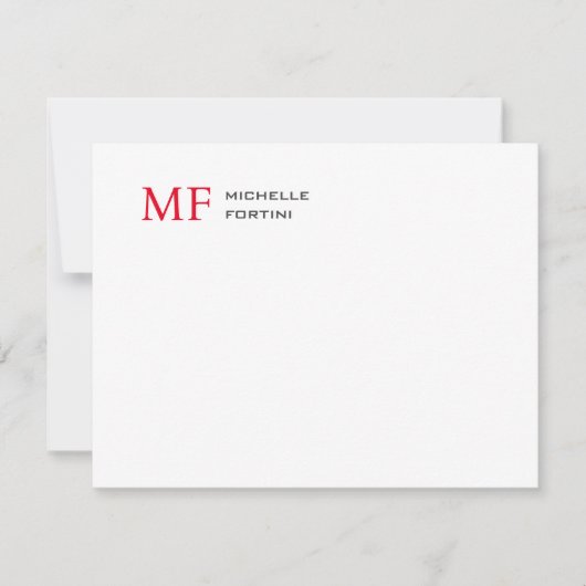 Moderne Minimalistische Monogram Beginletter Eenvo RSVP Kaartje (Voorkant)