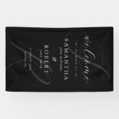 Moderne minimalistische Monogram Black Wedding Wel Spandoek (Horizontaal)
