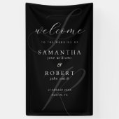 Moderne minimalistische Monogram Black Wedding Wel Spandoek (Verticaal)