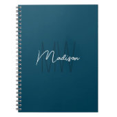 Moderne Minimalistische Monogram Blauw Notitieboek (Voorkant)