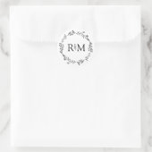 Moderne minimalistische monogram botanische bruilo ronde sticker (Tas)