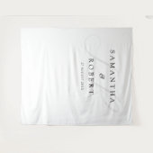 Moderne minimalistische monogram bruiloft achtergr wandkleed (Voorkant (horizontaal))