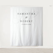 Moderne minimalistische monogram bruiloft achtergr wandkleed (Voorkant)