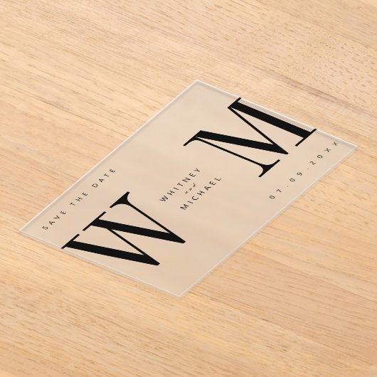 Moderne minimalistische monogram bruiloft acryl uitnodigingen (Laagn)