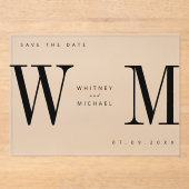 Moderne minimalistische monogram bruiloft acryl uitnodigingen (Voorkant)