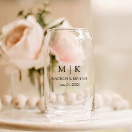 Moderne minimalistische monogram bruiloft blikvorm glas