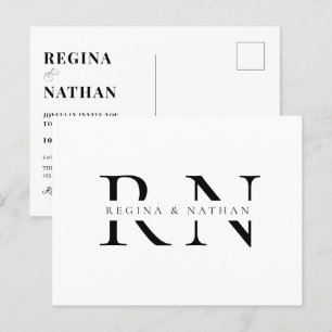 Moderne minimalistische monogram bruiloft briefkaart
