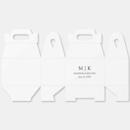 Moderne minimalistische Monogram Bruiloft Gable Bedankdoosjes (Ongevouwen)