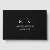 Moderne minimalistische monogram bruiloft gastenboek (Voorkant)