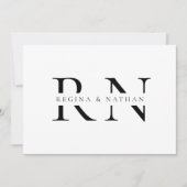 Moderne minimalistische monogram bruiloft kaart (Voorkant)