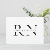 Moderne minimalistische monogram bruiloft kaart (Staand voorkant)