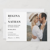 Moderne minimalistische monogram bruiloft kaart (Achterkant)