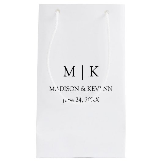 Moderne minimalistische monogram bruiloft klein cadeauzakje (Voorkant)