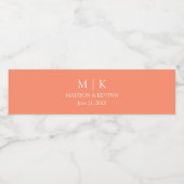 Moderne minimalistische Monogram bruiloft koraal p Waterfles Etiket (Enkel label)
