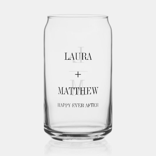 Moderne minimalistische monogram bruiloft legante  blikvorm glas (Voorkant)