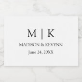 Moderne minimalistische monogram bruiloft mini sparkling wijnetiket (Enkel label)