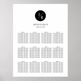Moderne, minimalistische Monogram-bruiloft Poster
