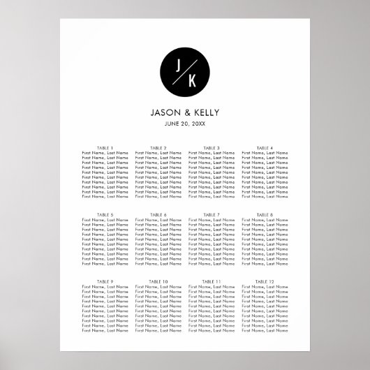 Moderne, minimalistische Monogram-bruiloft Poster (Voorkant)
