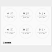 Moderne minimalistische monogram bruiloft ronde sticker (Vel)
